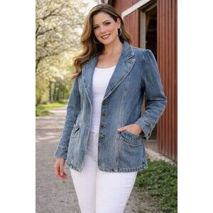 Mossimo Denim Jacket Barn Coat Womens Med Tailored Outdoors Cotton Vintage Retro